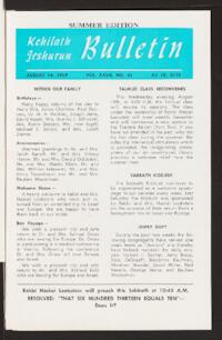 Kehilath Jeshurun Bulletin Vol. XXVII No. 42