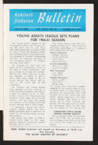 Kehilath Jeshurun Bulletin Vol. XXVIII No. 40