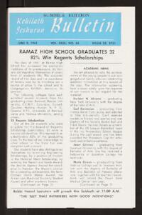 Kehilath Jeshurun Bulletin Vol. XXIX No. 34
