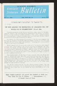 Kehilath Jeshurun Bulletin Vol. XXIX No. 37