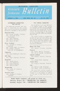 Kehilath Jeshurun Bulletin Vol. XXIX No. 38