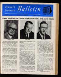 Kehilath Jeshurun Bulletin Vol. XXXII No. 4