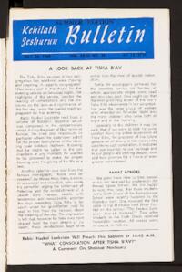 Kehilath Jeshurun Bulletin Vol. XXXII No. [39]
