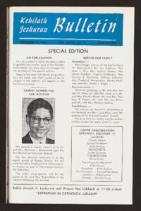 Kehilath Jeshurun Bulletin Vol. XXXIII No. 14