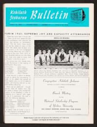 Kehilath Jeshurun Bulletin Vol. XXXIII No. 27