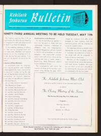 Kehilath Jeshurun Bulletin Vol. XXXIII No. 31