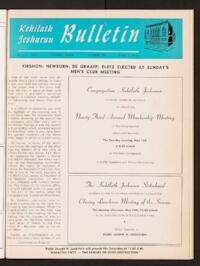 Kehilath Jeshurun Bulletin Vol. XXXIII No. 32