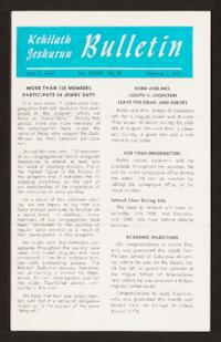 Kehilath Jeshurun Bulletin Vol. XXXIII No. 37