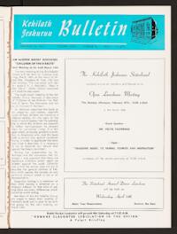 Kehilath Jeshurun Bulletin Vol. XXXV No. 20