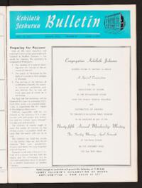 Kehilath Jeshurun Bulletin Vol. XXXV No. 27