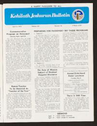 Kehilath Jeshurun Bulletin Vol. XLI No. 16