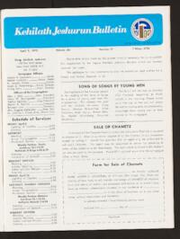 Kehilath Jeshurun Bulletin Vol. XLI No. 17