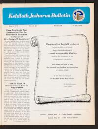 Kehilath Jeshurun Bulletin Vol. XLI No. 16