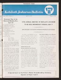 Kehilath Jeshurun Bulletin Vol. XLVI No. 9