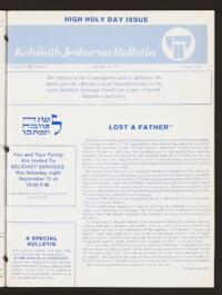 Kehilath Jeshurun Bulletin Vol. XLVII No. 1