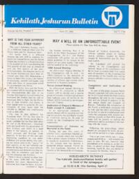 Kehilath Jeshurun Bulletin Vol. XLVII No. 8