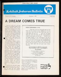 Kehilath Jeshurun Bulletin Vol. XLVIII No. 1