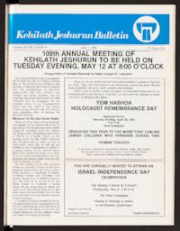 Kehilath Jeshurun Bulletin Vol. XLVIII No. 8