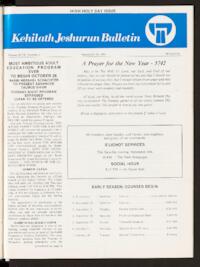 Kehilath Jeshurun Bulletin Vol. XLIX No. 1