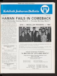 Kehilath Jeshurun Bulletin Vol. LII No. 5