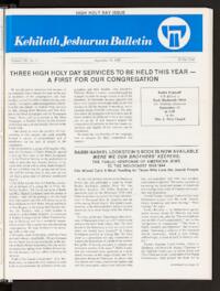 Kehilath Jeshurun Bulletin Vol. LIII No. 1