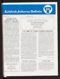 Kehilath Jeshurun Bulletin Vol. LV No. 1