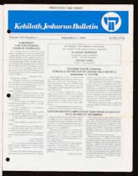 Kehilath Jeshurun Bulletin Vol. LVI No. 1