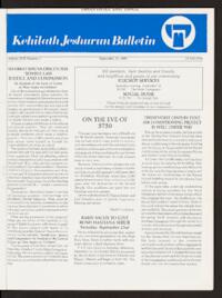 Kehilath Jeshurun Bulletin Vol. LVII No. 1