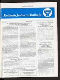 Kehilath Jeshurun Bulletin Vol. LX No. 4