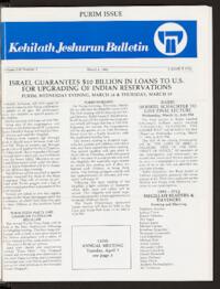 Kehilath Jeshurun Bulletin Vol. LXI No. 3