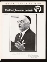Kehilath Jeshurun Bulletin Vol. XLVII No. 3