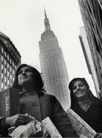 Students on midtown campus with Empire State Building in background