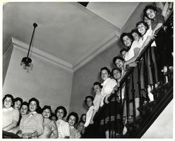 Students of first entering class on stairs