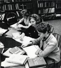 Students studying in library