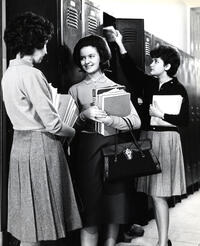 Students talking at lockers