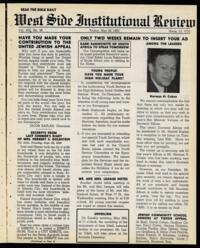 West Side Institutional Review Vol. XIII No. 38