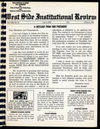 West Side Institutional Review Vol. XXIX No. 20