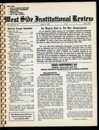 West Side Institutional Review Vol. XXX No. 18